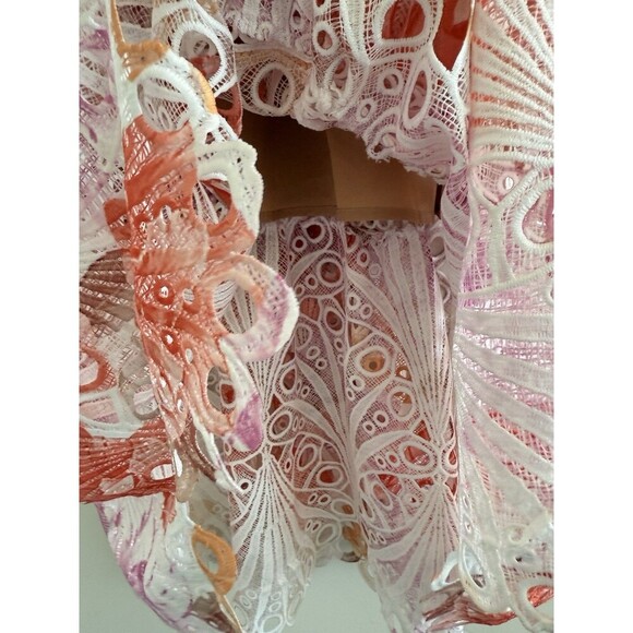 Dalia MacPhee lance Orange pink Hollow short sleeve  luxury Maxi midi Dress  L - Picture 12 of 15